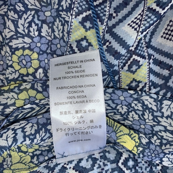 Joie Shara Print Silk Tank Blue Yellow White Small - Picture 11 of 15